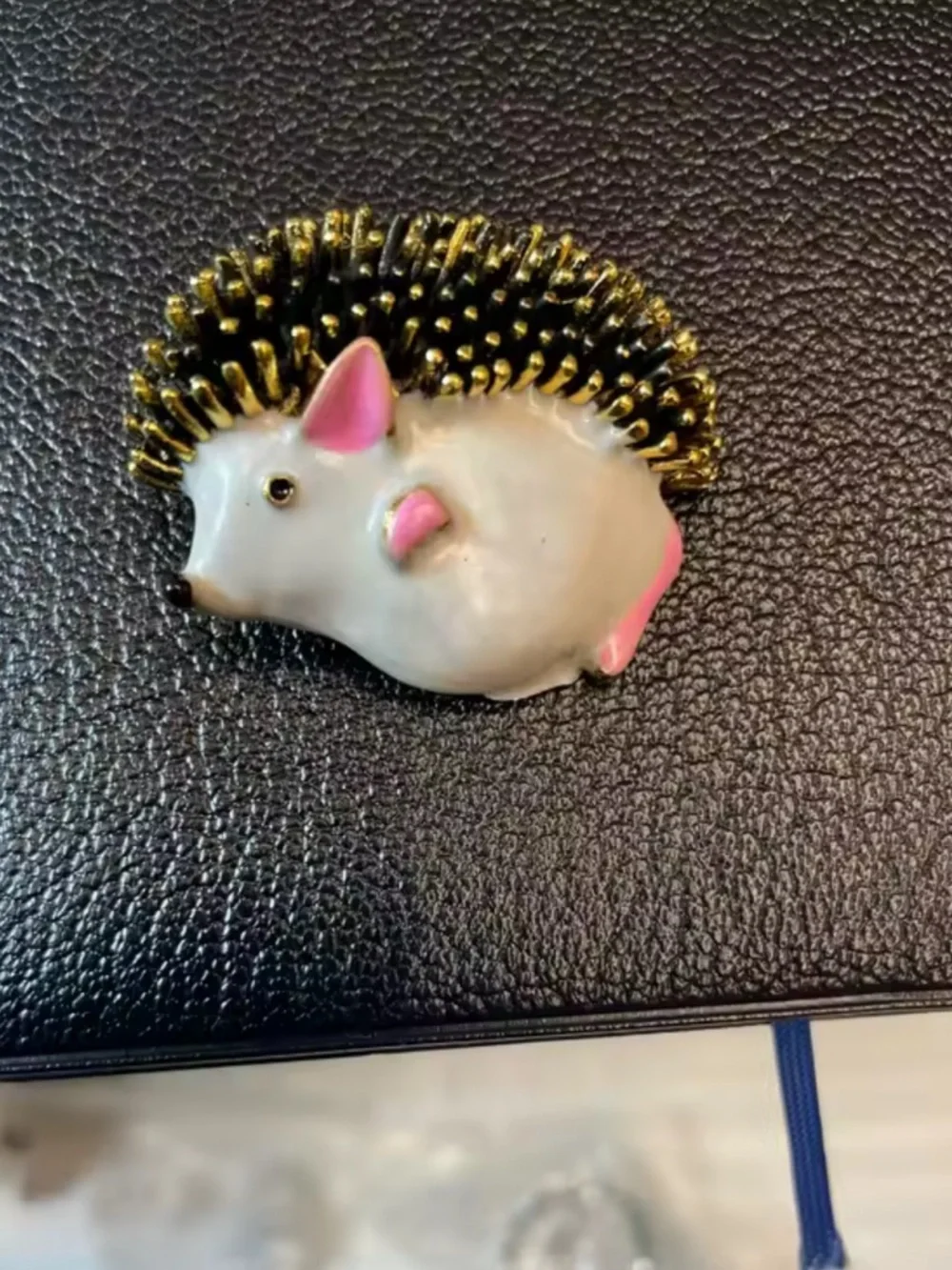 Cute Hedgehog Whimsical Gold Animal Brooch